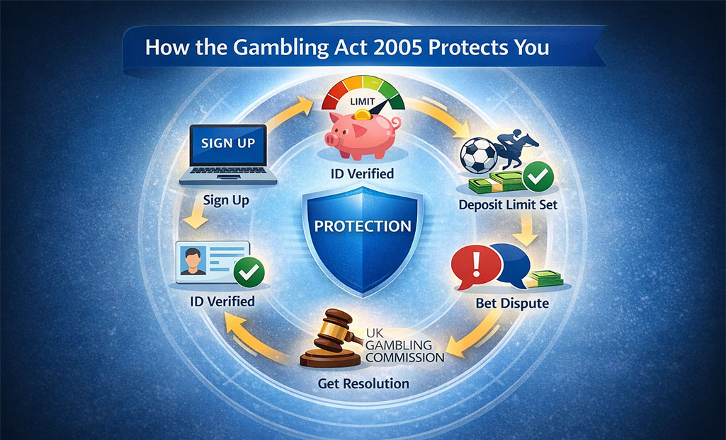 Step-by-step example showing how the Gambling Act 2005 protects UK bettors, from account sign-up and ID verification to dispute resolution