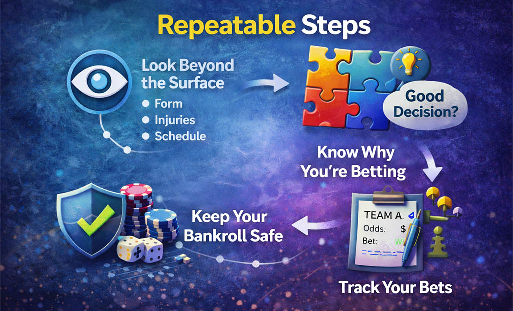 Long-term betting mindset steps with process, bankroll management and discipline