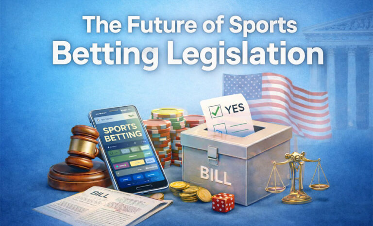 U.S. sports betting legislation illustration showing regulation, legal states and sportsbook industry growth