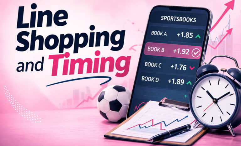 Line shopping and timing in sports betting showing odds comparison across sportsbooks