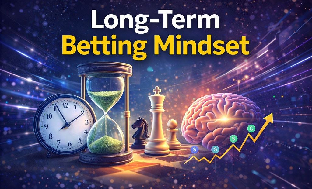 Long-term betting mindset illustration with discipline, strategy and bankroll management