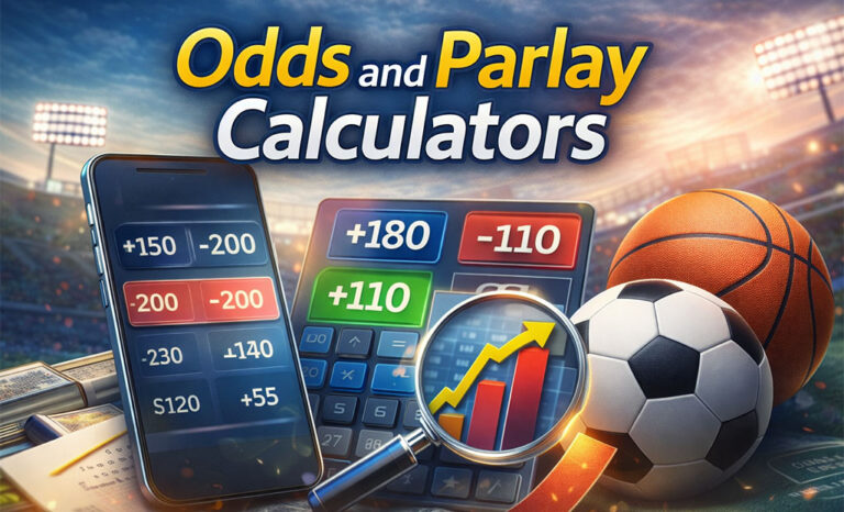 Odds and parlay calculators example showing betting lines and payout calculations