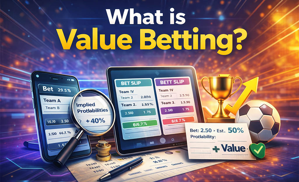 Value betting concept showing odds, probability and positive expected value calculation