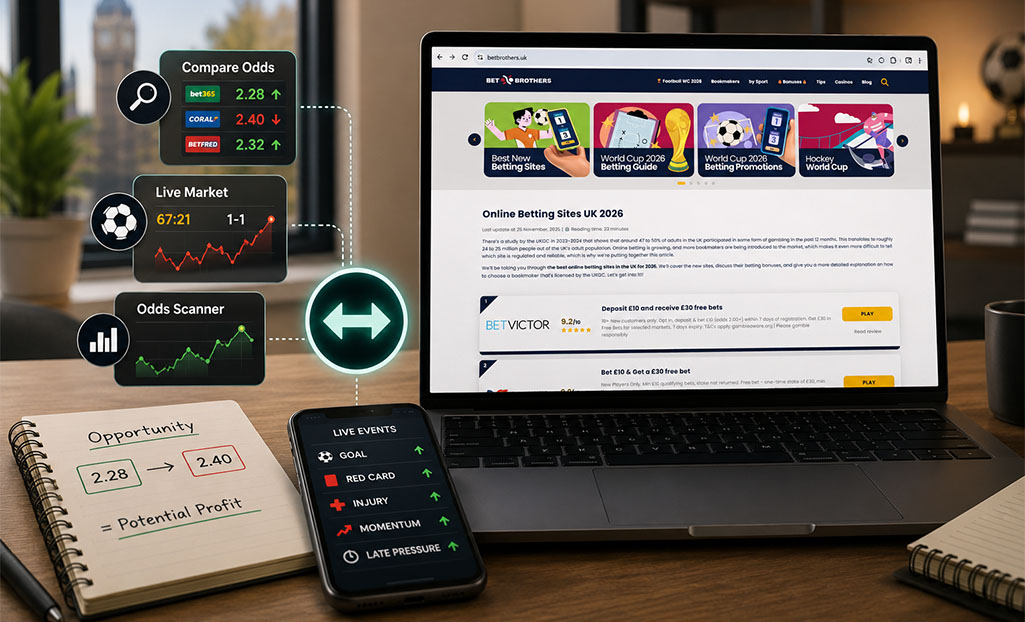 UK sportsbook odds comparison and arbitrage betting analysis dashboard
