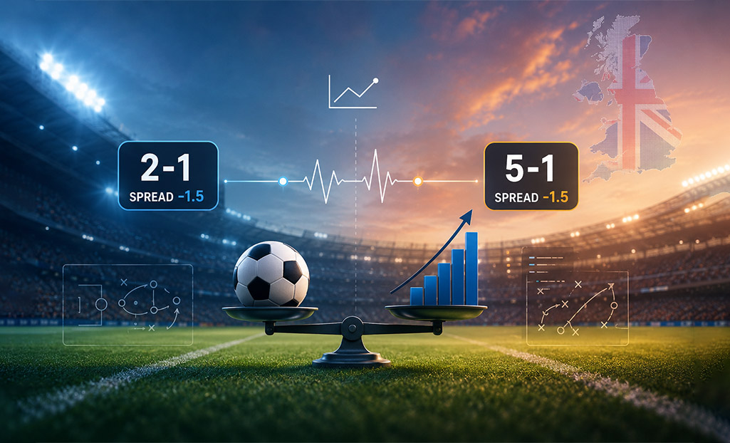 Spread betting strategy example showing how score margins affect profits and losses in UK sports
